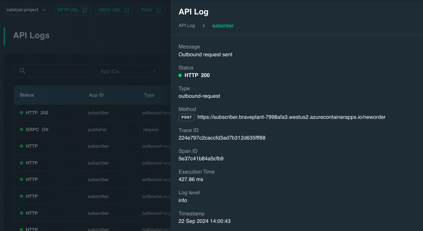 subscriber api logs