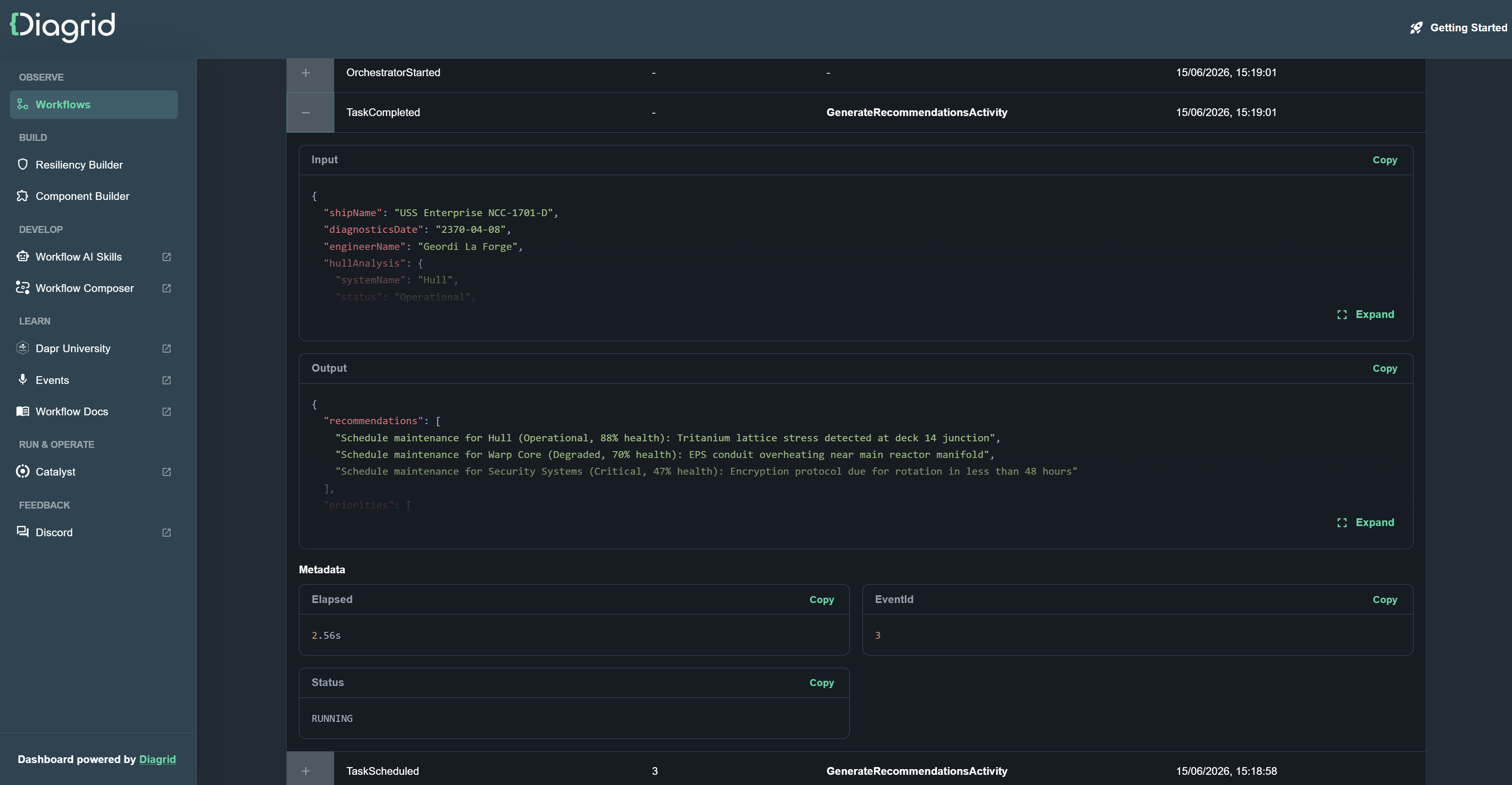 diagrid dashboard